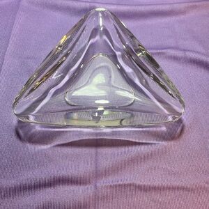 Vintage Triangular Cut glass Ashtray Val Saint Lambert signed 1960s